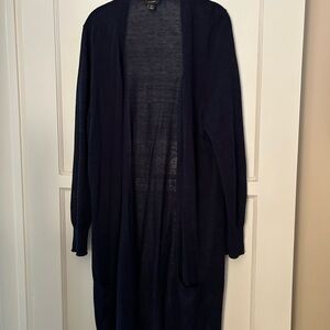 Halogen Long Open Front Cardigan, navy, 2X